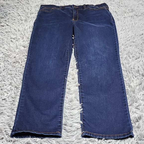 Crown & Ivy Jeans Womens 14 Straight Leg Stretch Denim High Rise Pockets Casual - Picture 1 of 15